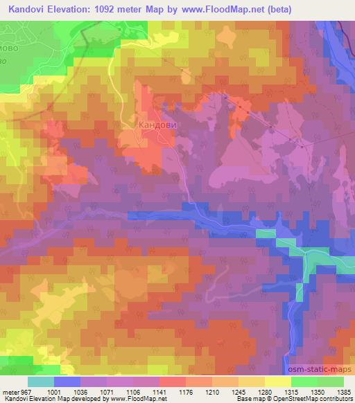 Kandovi,Bulgaria Elevation Map