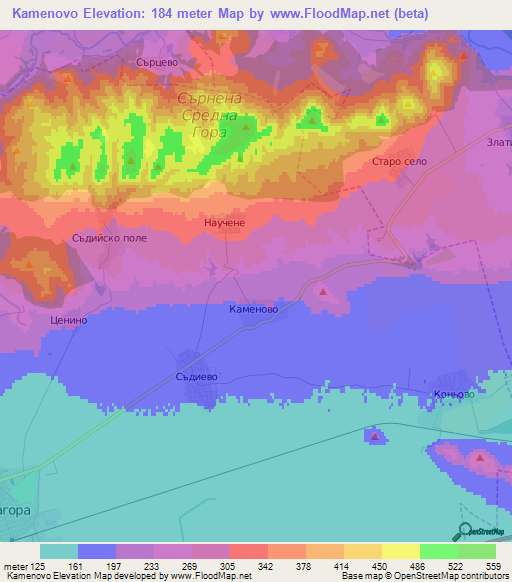 Kamenovo,Bulgaria Elevation Map