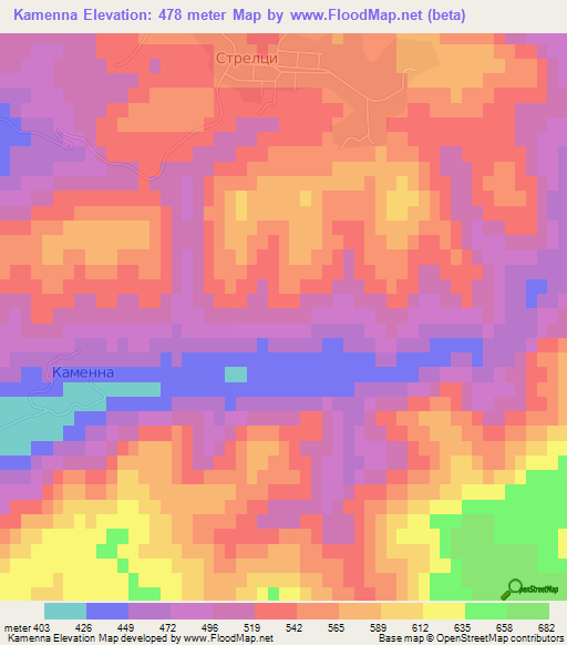 Kamenna,Bulgaria Elevation Map