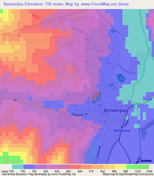 Kamenitsa,Bulgaria Elevation Map