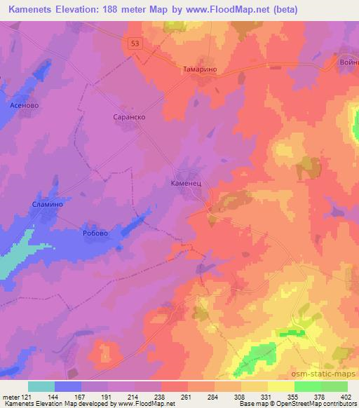 Kamenets,Bulgaria Elevation Map