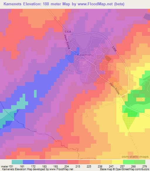 Kamenets,Bulgaria Elevation Map