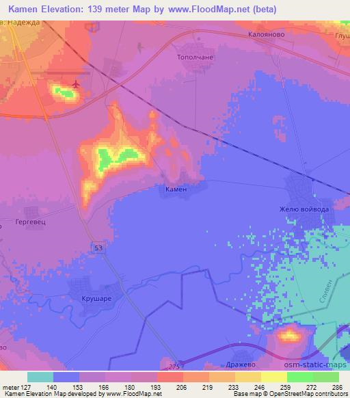 Kamen,Bulgaria Elevation Map