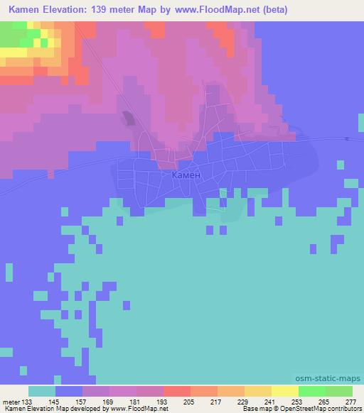 Kamen,Bulgaria Elevation Map