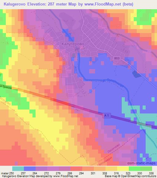 Kalugerovo,Bulgaria Elevation Map