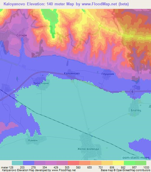 Kaloyanovo,Bulgaria Elevation Map