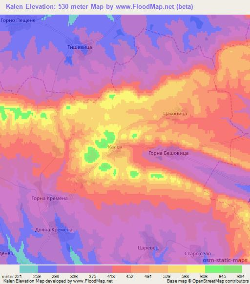 Kalen,Bulgaria Elevation Map