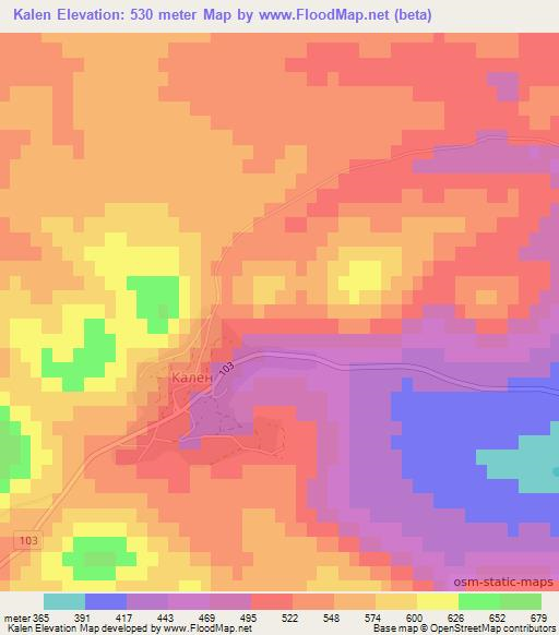 Kalen,Bulgaria Elevation Map