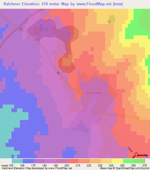 Kalchevo,Bulgaria Elevation Map