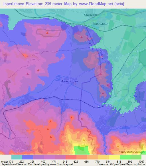 Isperikhovo,Bulgaria Elevation Map