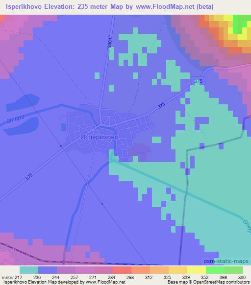 Isperikhovo,Bulgaria Elevation Map