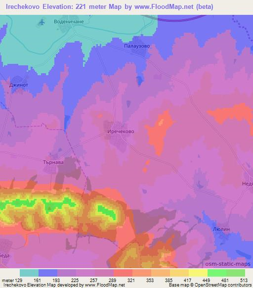 Irechekovo,Bulgaria Elevation Map