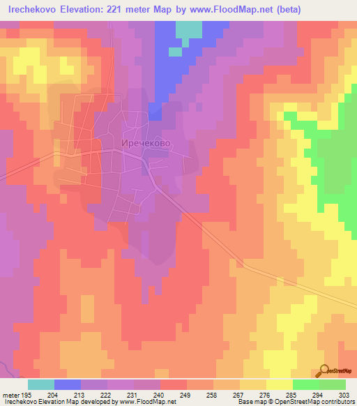 Irechekovo,Bulgaria Elevation Map