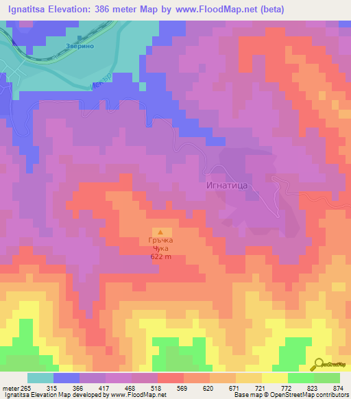 Ignatitsa,Bulgaria Elevation Map