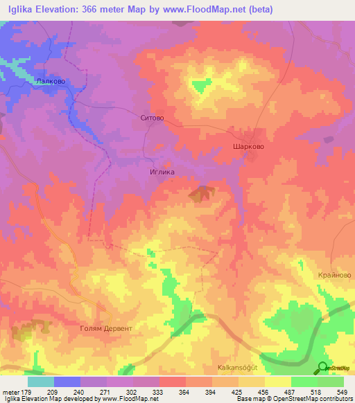 Iglika,Bulgaria Elevation Map