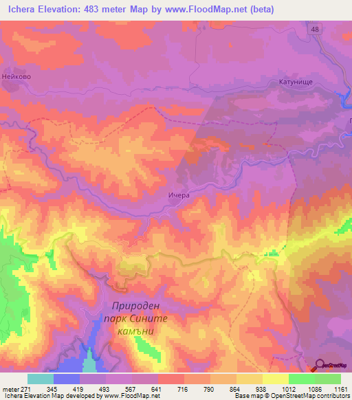 Ichera,Bulgaria Elevation Map