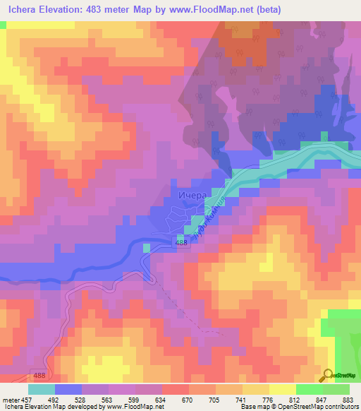 Ichera,Bulgaria Elevation Map