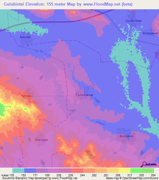 Gulubintsi,Bulgaria Elevation Map