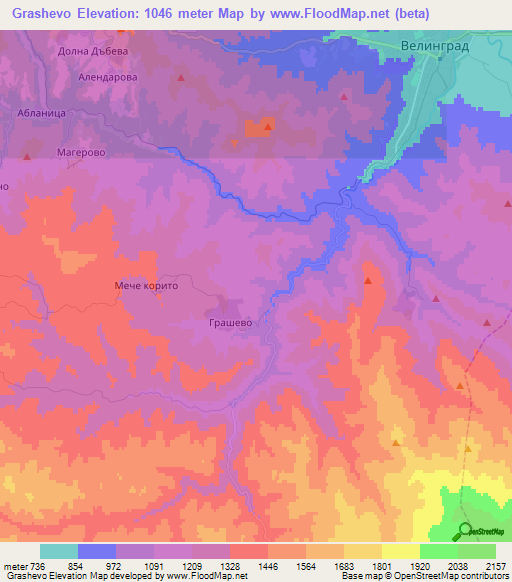 Grashevo,Bulgaria Elevation Map