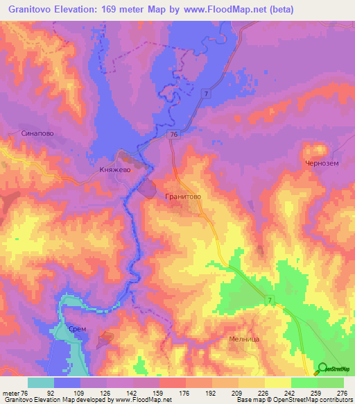 Granitovo,Bulgaria Elevation Map