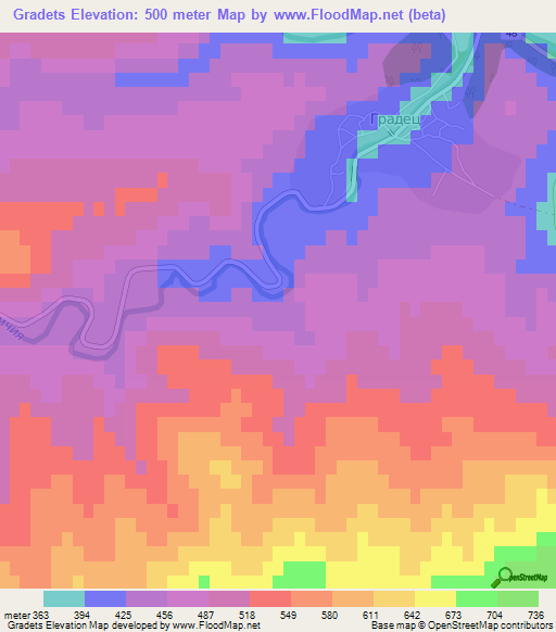 Gradets,Bulgaria Elevation Map