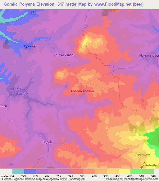 Gorska Polyana,Bulgaria Elevation Map