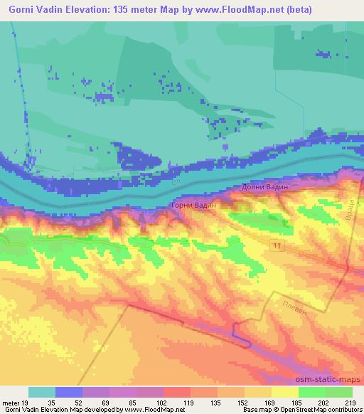 Gorni Vadin,Bulgaria Elevation Map