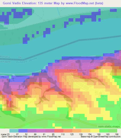 Gorni Vadin,Bulgaria Elevation Map