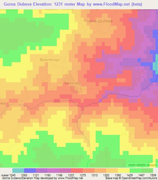 Gorna Dubeva,Bulgaria Elevation Map