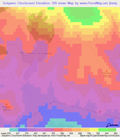 Golyamo Chochoveni,Bulgaria Elevation Map