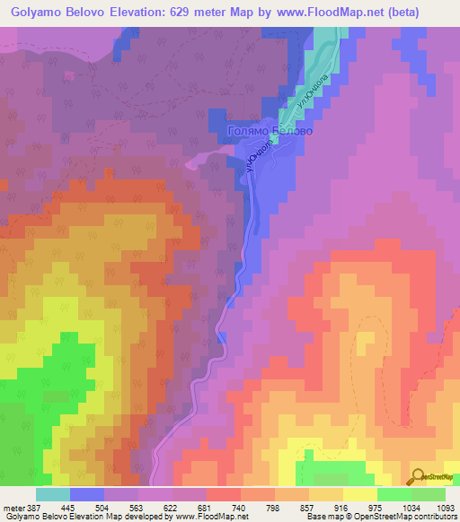 Golyamo Belovo,Bulgaria Elevation Map