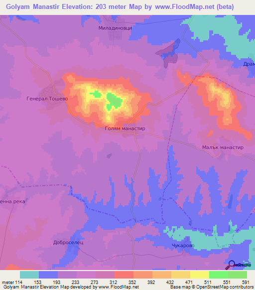 Golyam Manastir,Bulgaria Elevation Map