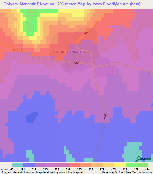 Golyam Manastir,Bulgaria Elevation Map