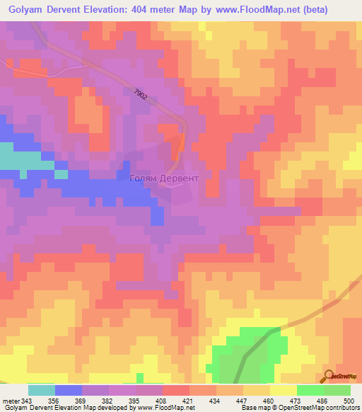 Golyam Dervent,Bulgaria Elevation Map