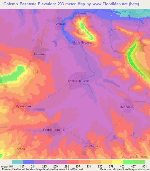 Golemo Peshtene,Bulgaria Elevation Map