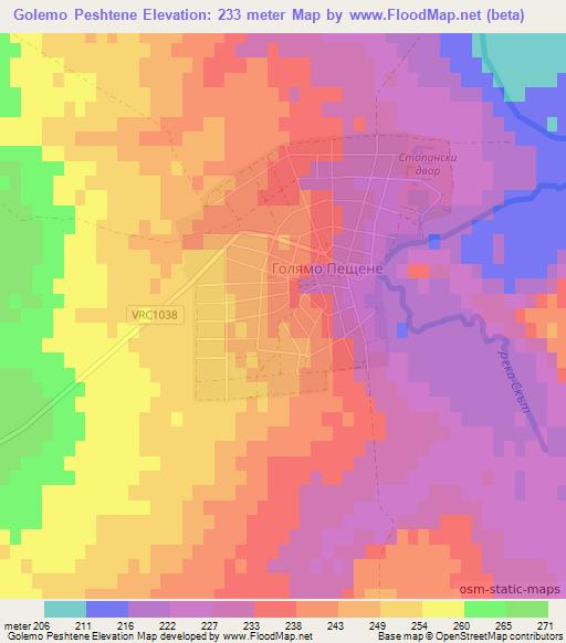 Golemo Peshtene,Bulgaria Elevation Map