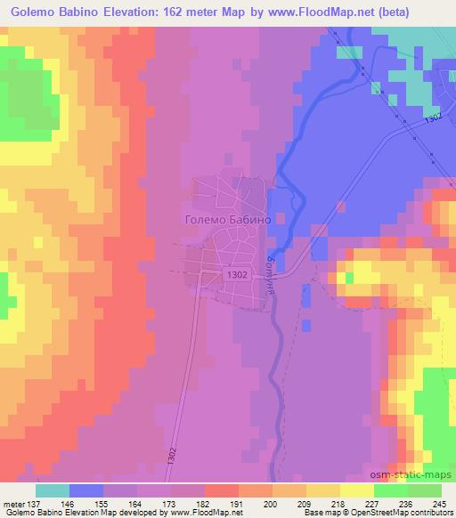 Golemo Babino,Bulgaria Elevation Map