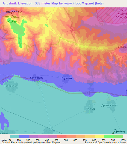 Glushnik,Bulgaria Elevation Map