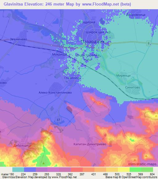 Glavinitsa,Bulgaria Elevation Map