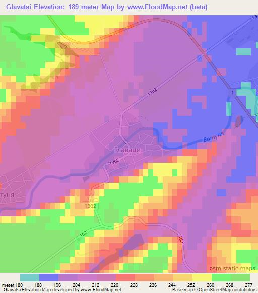 Glavatsi,Bulgaria Elevation Map