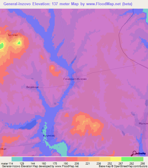 General-Inzovo,Bulgaria Elevation Map