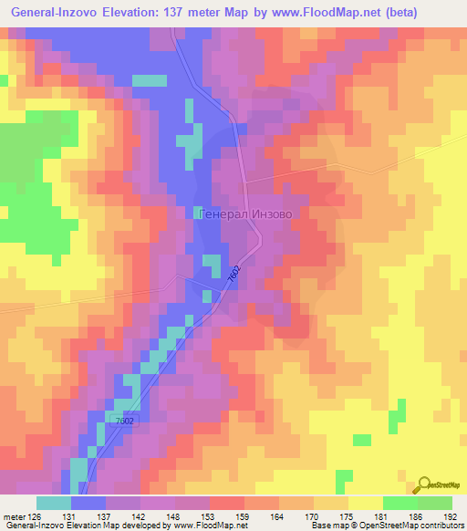 General-Inzovo,Bulgaria Elevation Map