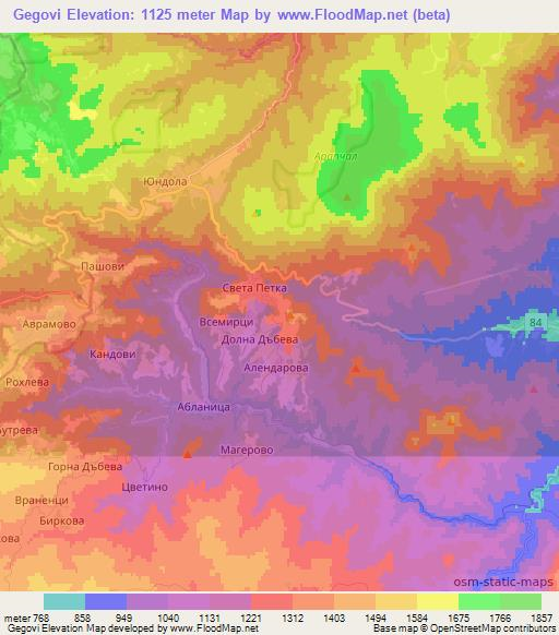 Gegovi,Bulgaria Elevation Map