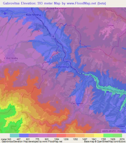 Gabrovitsa,Bulgaria Elevation Map