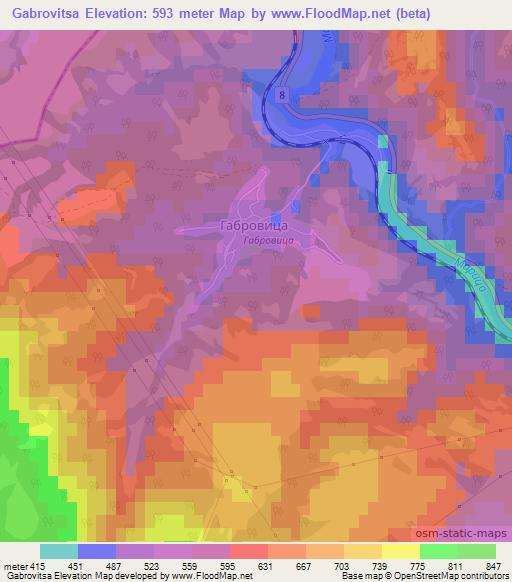 Gabrovitsa,Bulgaria Elevation Map