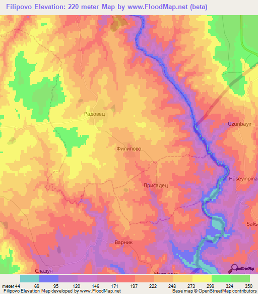 Filipovo,Bulgaria Elevation Map