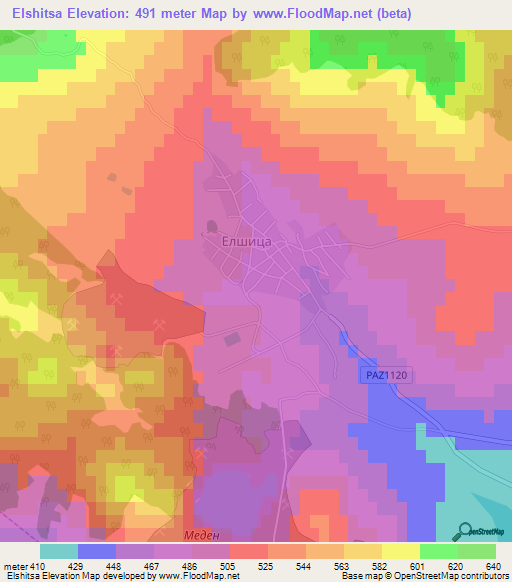 Elshitsa,Bulgaria Elevation Map