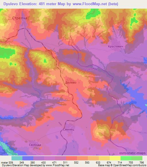 Dyulevo,Bulgaria Elevation Map