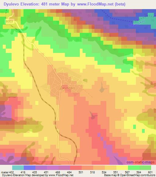 Dyulevo,Bulgaria Elevation Map