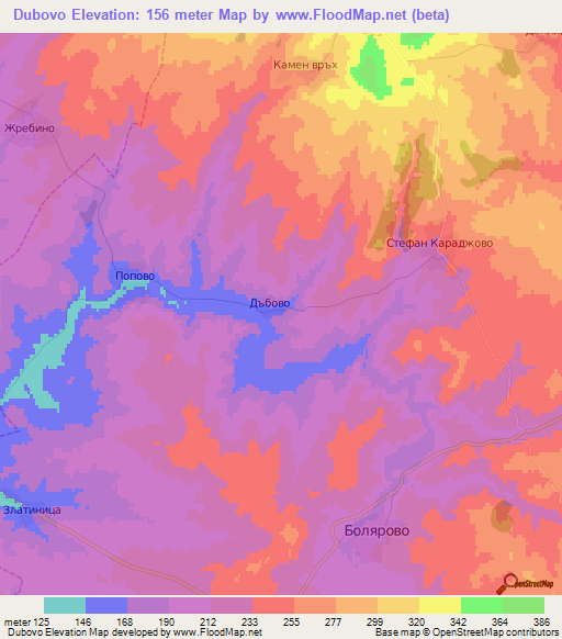 Dubovo,Bulgaria Elevation Map